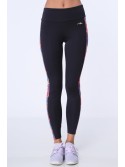 Navy blue sports leggings with a floral stripe MR15471 - Online store - Boutique